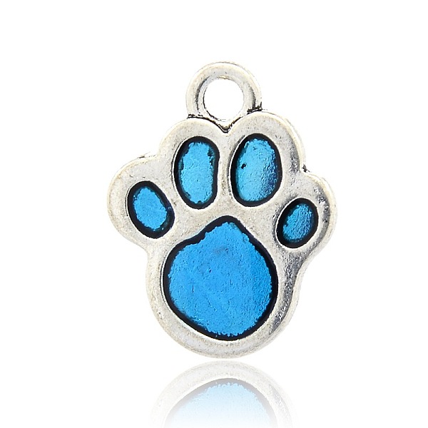 

PandaHall Antique Silver Alloy Enamel Dog Paw Print Pendants, Dodger Blue, 23x18x2mm, Hole: 3mm Alloy+Enamel Dog Blue