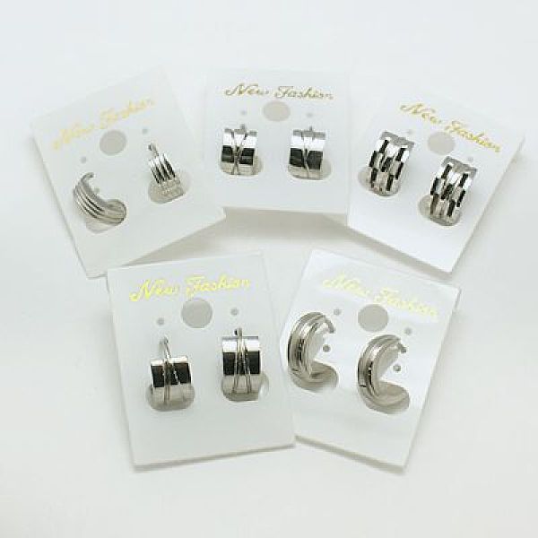 

PandaHall Fashion 304 Stainless Steel Huggie Hoop Earrings, Hypoallergenic Earrings, Stainless Steel Color, 12~12.5x13~13.5x4~9mm, Pin...