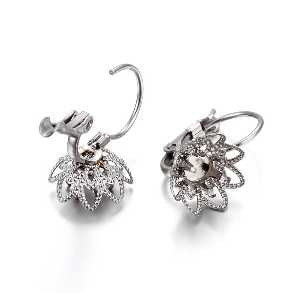 

PandaHall 304 Stainless Steel Leverback Earring Findings, Flower, Stainless Steel Color, Tray: 4mm, 19.5x10.5x12.5mm, Pin: 0.7mm 304...