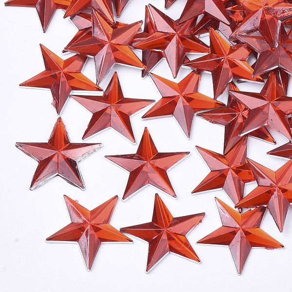 

PandaHall Plastic Cabochons, Star, Red, 13x14x1.5mm, about 2000pcs/bag Plastic Star Red
