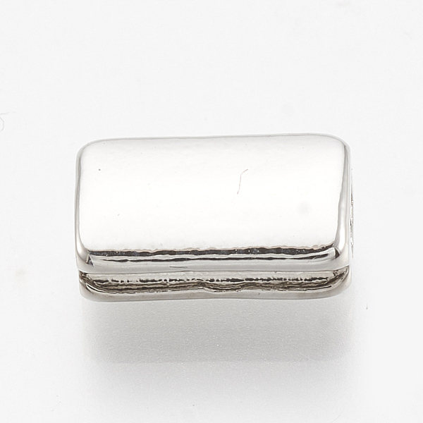 

PandaHall Brass Slide Charms, Grooved, Rectangle, Platinum, 10x6x4mm, Hole: 1.5x3mm Brass Rectangle