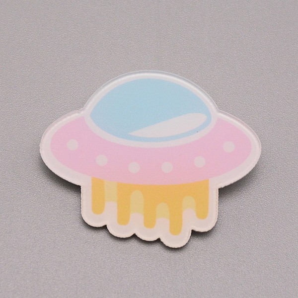 

PandaHall Spacecraft Plastic Brooch for Backpack Clothes, White, Colorful, 28x35x7mm, Pin: 0.7mm Plastic