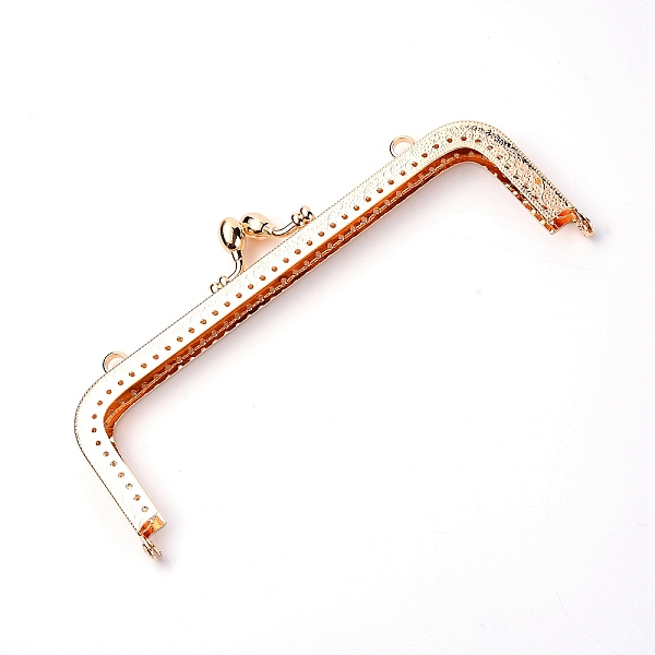 

PandaHall Iron Purse Handle Frame, for Bag Sewing Craft, Light Gold, 8.7x18.5x1.2cm, Hole: 1.5mm and 6mm Iron