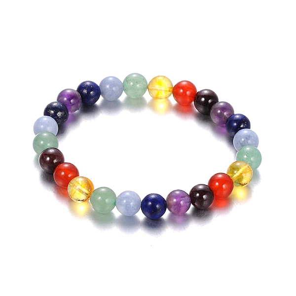 

PandaHall Natural Gemstone Stretch Chakra Bracelets, Colorful, 63mm Mixed Stone