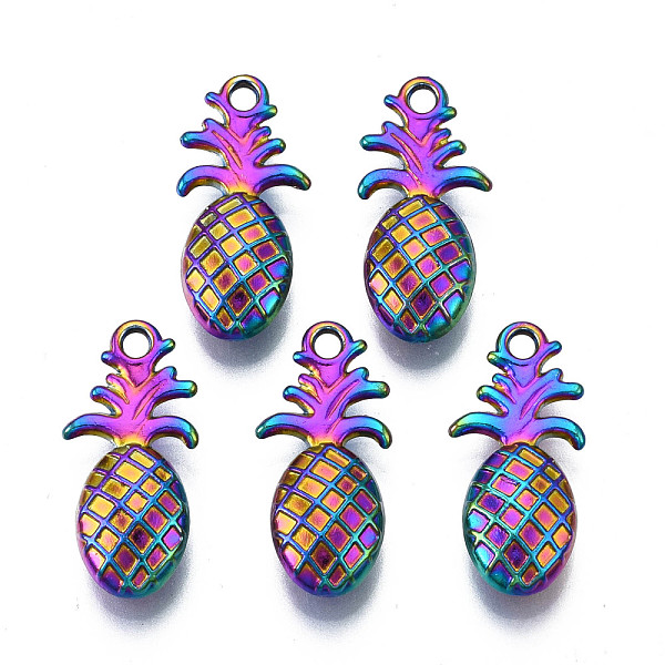 

PandaHall Rack Plating Rainbow Color Alloy Pendants, Cadmium Free & Nickel Free & Lead Free, Pineapple, 23x11x5mm, Hole: 2mm Alloy Fruit
