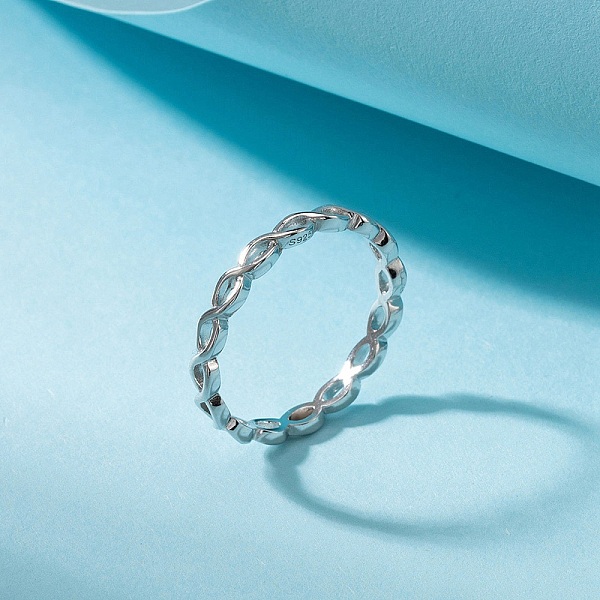 

PandaHall Rhodium Plated 925 Sterling Silver Finger Rings, Infinity Ring for Women, Hollow Ring, with S925 Stamp, Real Platinum Plated...