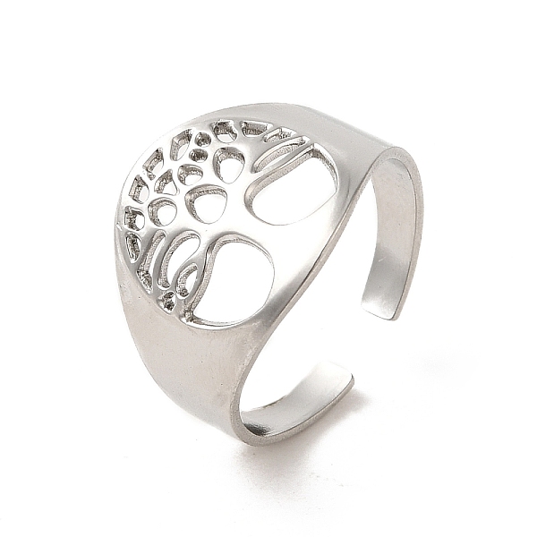 

PandaHall 201 Stainless Steel Finger Rings, Stainless Steel Color, US Size 8 1/4(18.3mm) 201 Stainless Steel Tree of Life