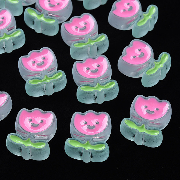 

PandaHall Transparent Acrylic Beads, with Enamel, Frosted, Flower, Light Blue, 24.5x20x9mm, Hole: 3mm Acrylic Flower