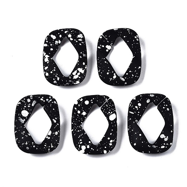 

PandaHall Spray Painted CCB Plastic Linking Rings, Quick Link Connectors, for Jewelry Chain Making, Twist, Black, 36x25x6mm, Inner Diameter...