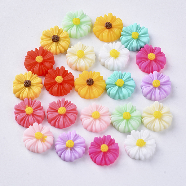 

PandaHall Resin Cabochons, Flower, Mixed Color, 13x4.5mm Resin Flower Multicolor