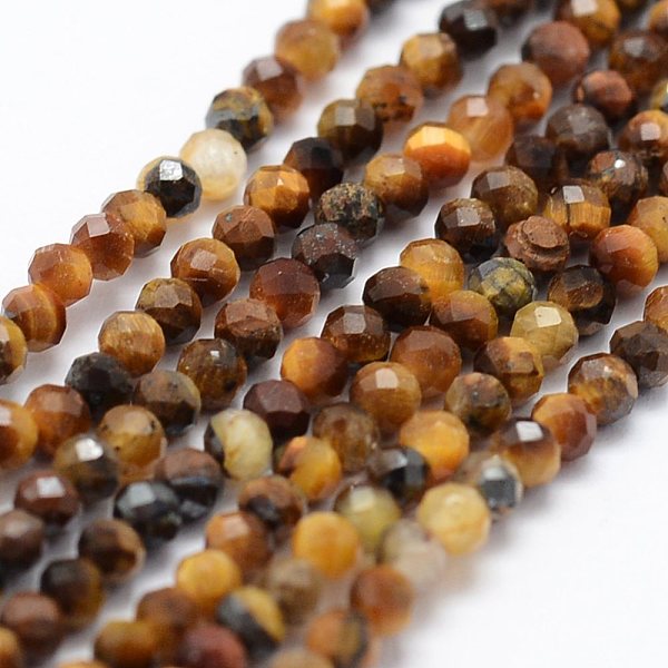

PandaHall Natural Tiger Eye Beads Strands, Faceted, Round, 2mm, Hole: 0.5mm, about 190pcs/strand, 14.9 inch(38cm) Tiger Eye Round