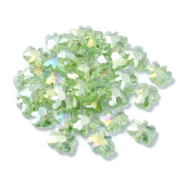 

PandaHall Electroplate Glass Beads, AB Color Plated, Bear, Light Green, 9.5x8.5x4mm, Hole: 1.2mm Glass Bear