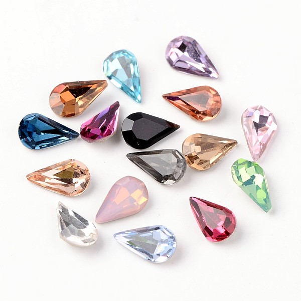 

PandaHall Faceted Teardrop Glass Pointed Back Rhinestone Cabochons, Grade A, Back Plated, Mixed Color, 10x6x3mm Glass Rhinestone Teardrop..., Multicolor