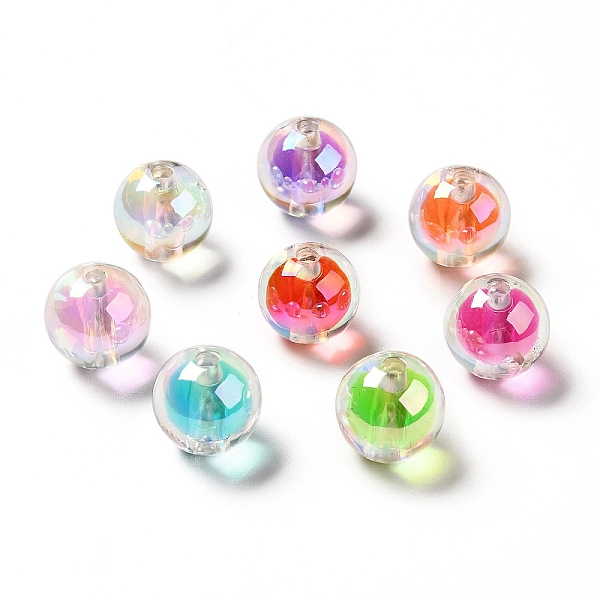 

PandaHall Two Tone UV Plating Rainbow Iridescent Acrylic Beads, Round, Mixed Color, 15~15.5x15.5~16mm, Hole: 3~3.1mm Acrylic Round..., Multicolor