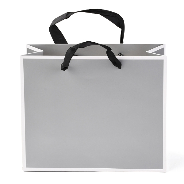 

PandaHall Rectangle Paper Bags, with Handles, for Gift Bags and Shopping Bags, Silver, 18x22x0.6cm Paper None Silver