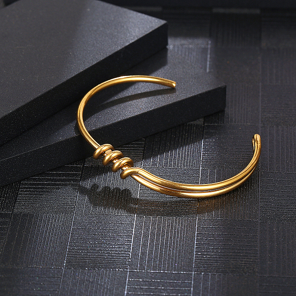 

PandaHall Stylish Stainless Steel Open Bangle Bracelet for Women's Daily Wear Stainless Steel