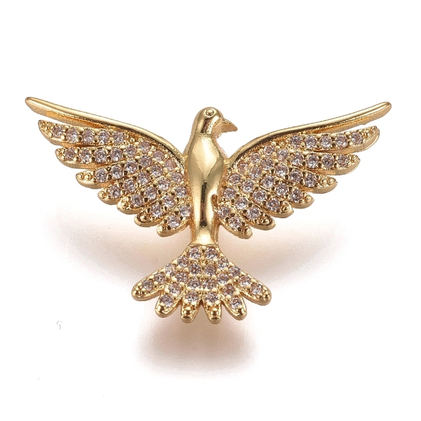 

PandaHall Brass Micro Pave Clear Cubic Zirconia Pendants, Pigeon, Golden, 17x28.8x5mm, Hole: 4.5x1.3mm Brass+Cubic Zirconia Bird Clear
