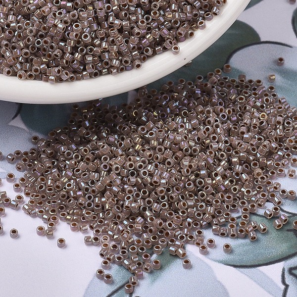 

PandaHall MIYUKI Delica Beads, Cylinder, Japanese Seed Beads, 11/0, (DB1749) Cocoa Lined Opal AB, 1.3x1.6mm, Hole: 0.8mm, about 2000pcs/10g..., Brown