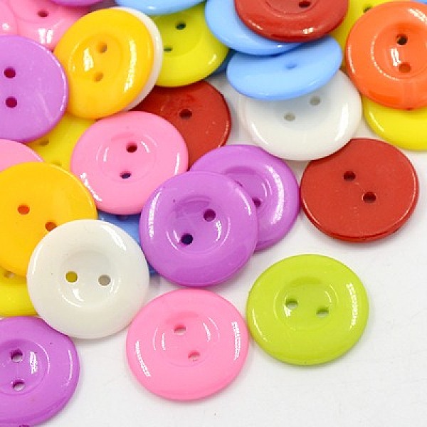 

PandaHall Acrylic Sewing Buttons for Costume Design, Plastic Shirt Buttons, 2-Hole, Dyed, Flat Round, Mixed Color, 21x2.5mm, Hole: 1mm..., Multicolor