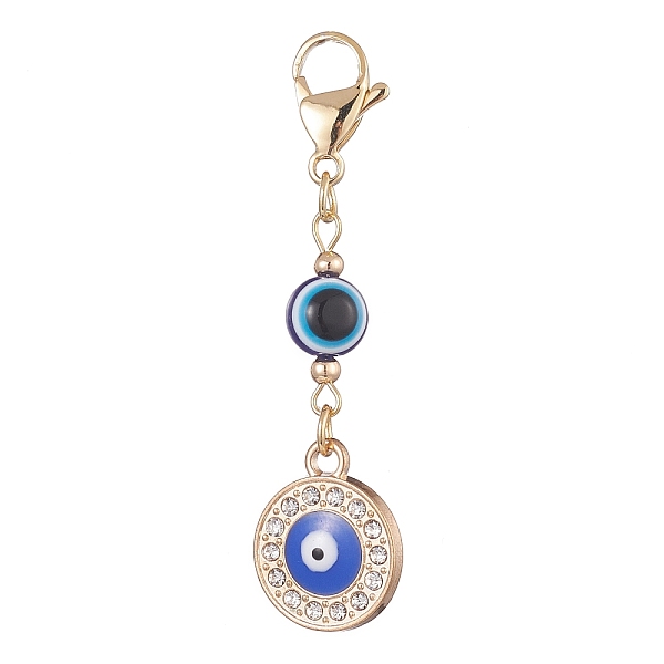 

PandaHall Evil Eye Alloy Enamel with Rhinestone Pendant Decoration, Resin Beads and 304 Stainless Steel Lobster Claw Clasps, Flat Round...