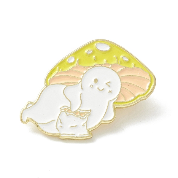 

PandaHall Mushroom Enamel Pin, Cartoon Alloy Brooch for Backpack Clothes, Light Gold, Light Yellow, 24x30x2mm, Pin: 1mm Alloy+Enamel