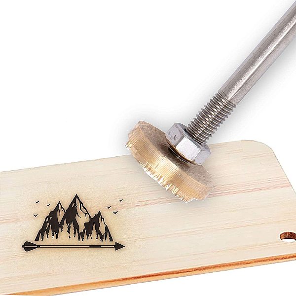 PandaHall OLYCRAFT Wood Branding Iron Custom Logo 3cm Leather Branding Iron Stamp BBQ Heat Stamp with Wood Handle for Woodworking and...