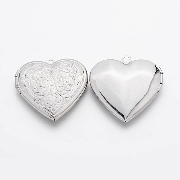

PandaHall Romantic Valentines Day Ideas for Him with Your Photo Brass Locket Pendants, Photo Frame Charms for Necklaces, Heart, Platinum...