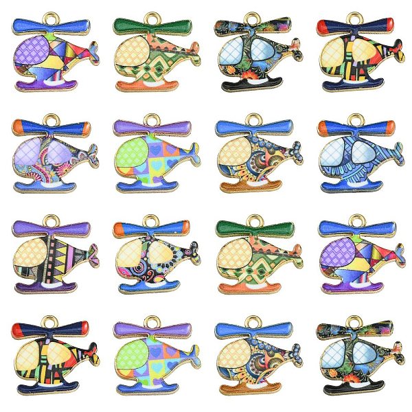 

PandaHall 30Pcs 10 Styles Printed Alloy Pendants, Cadmium Free & Nickel Free & Lead Free, Light Gold, Helicopter Charm, Mixed Color..., Multicolor
