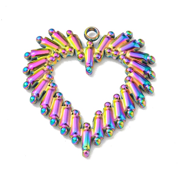

PandaHall Ion Plating(IP) 304 Stainless Steel Pendants, Heart Charm, Rainbow Color, 25x24x2mm, Hole: 1.8mm 304 Stainless Steel