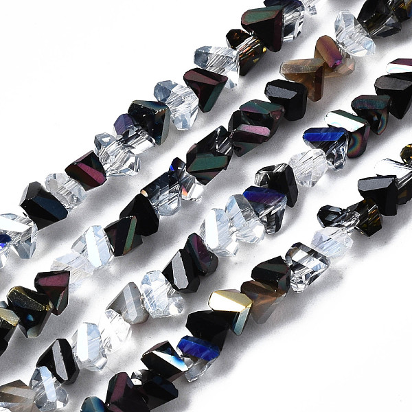 

PandaHall Electroplate Glass Beads Strands, Triangle, Clear, 3.5x6x4.5mm, Hole: 1mm, about 100pcs/strand, 13.39''(34cm) Glass Triangle Clear