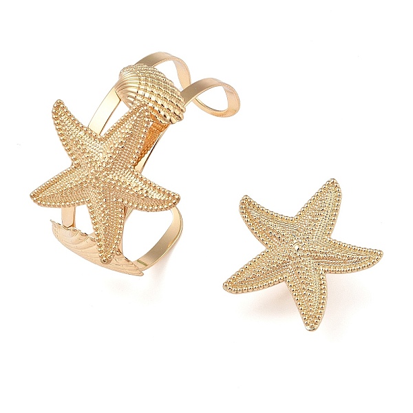 Conjuntos De Brazaletes Y Anillos De Aleación Con Forma De Estrella De Mar Para Mujer