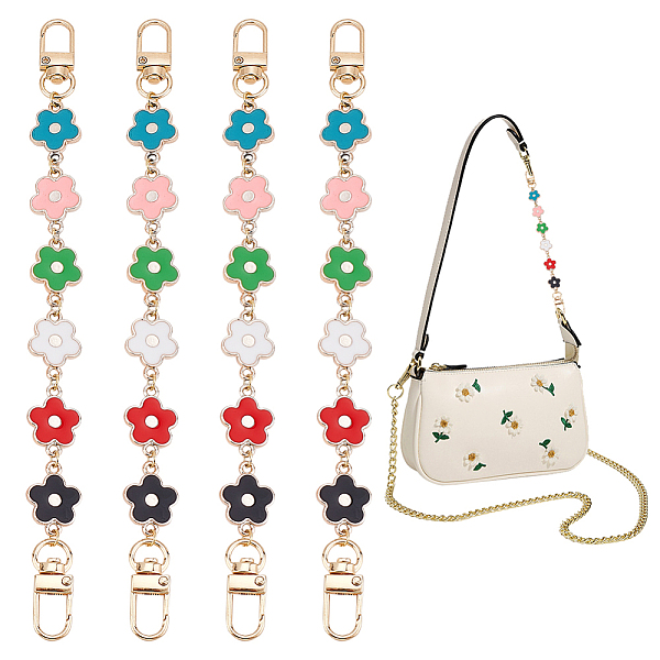

PandaHall WADORN 4Pcs Flower Plastic Enamel Link Bag Strap Extenders, with Alloy Swivel Clasps, Purse Accessories, Colorful, 23cm Plastic