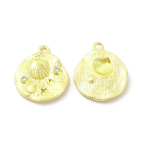 

PandaHall Rack Plating Alloy Crystal Rhinestone Pendants, Flat Round with Shell Charms, Cadmium Free & Nickel Free & Lead Free, Crystal..., Clear
