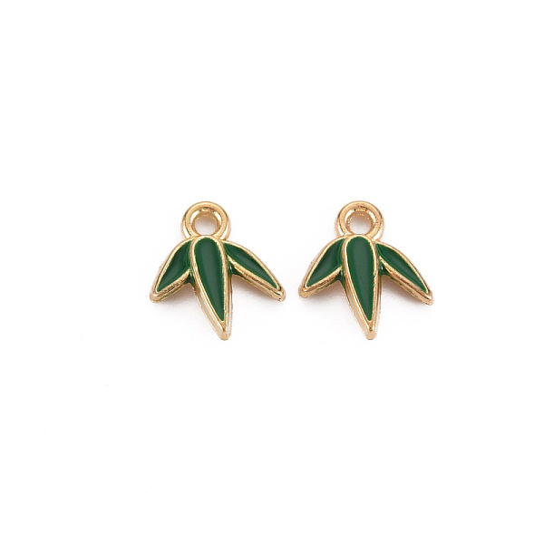 

PandaHall Alloy Enamel Charm, Cadmium Free & Lead Free, Bamboo Leaf, Green, 11x10x2mm, Hole: 1.5mm Alloy+Enamel Leaf Green