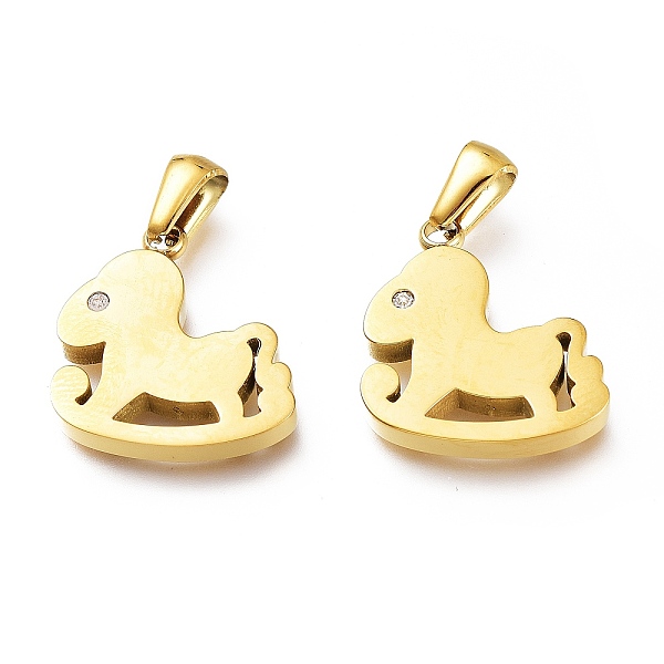 

PandaHall Ion Plating(IP) 304 Stainless Steel Charms, Manual Polishing, Rocking Horses, Golden, 20x18x3mm, Hole: 6.5x3mm 304 Stainless Steel...