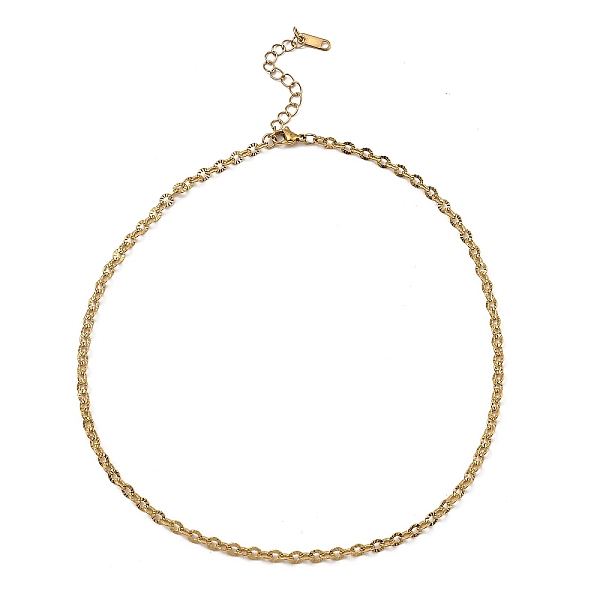 

PandaHall 304 Stainless Steel Boston Link Chain Necklace, Real 18K Gold Plated, 16~16-1/8 inch(40.8~41cm) 304 Stainless Steel