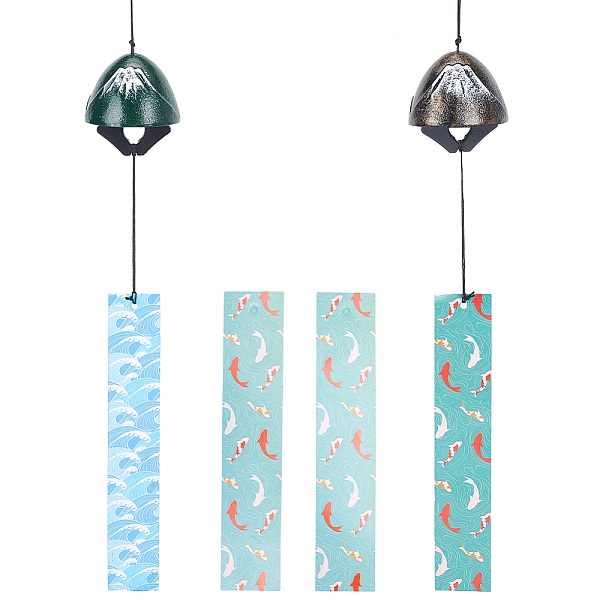 2Pcs 2 Style Japanese Cast Iron Bell Wind Chimes