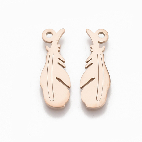 

PandaHall 201 Stainless Steel Pendants, Feather, Rose Gold, 20x7x1mm, Hole: 1.5mm 201 Stainless Steel Feather