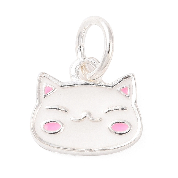 

PandaHall Cat Shape 925 Sterling Silver Charms, with Enamel and Jump Rings & S925 Stamp, White, 8x9x1.3mm, Hole: 3.6mm Sterling...