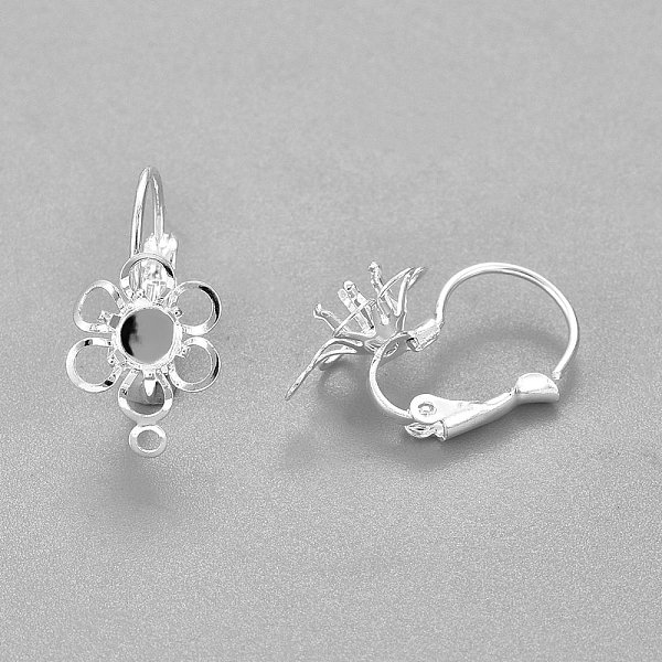 

PandaHall 304 Stainless Steel Leverback Earring Findings, with Loop, Flower, Silver, Tray: 4mm, 22x10.5x14.5mm, Hole: 1.5mm, Pin: 0.7mm 304...
