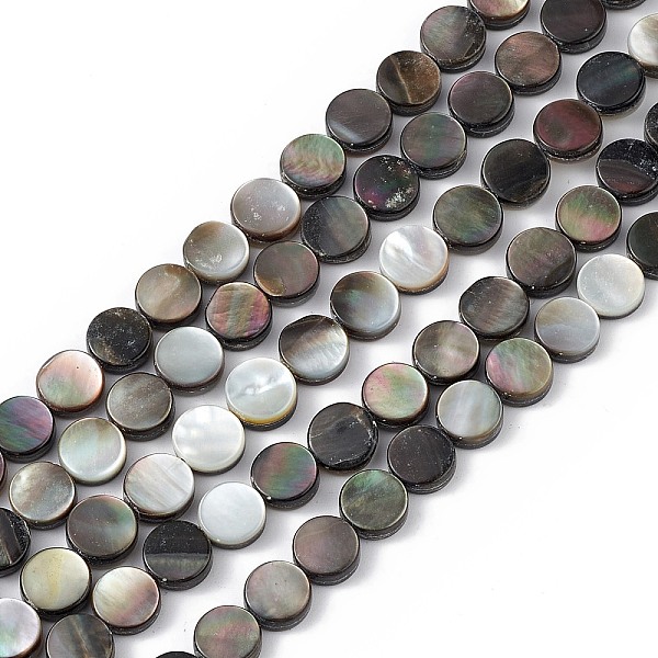 

PandaHall Natural Black Lip Shell Beads, Flat Round, Black, 8x3mm, Hole: 0.8mm, about 50pcs/strand, 15.55''(39.5cm) Black Lip Shell Flat...