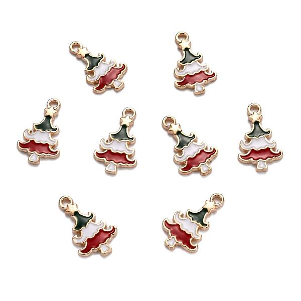 

PandaHall Alloy Pendants, Cadmium Free & Lead Free, with Enamel, Christmas Tree, Light Gold, Colorful, 20x12x2mm, Hole: 2mm Alloy+Enamel...