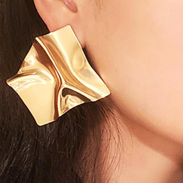 Iron Irregular Mirror Statement Stud Earrings