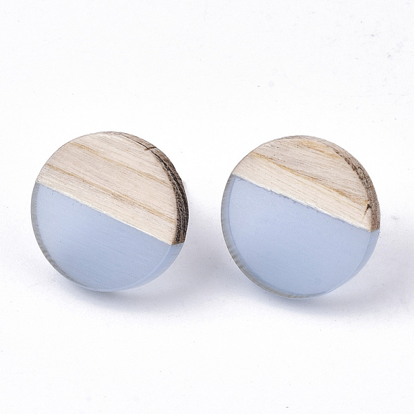 

PandaHall Transparent Resin & Wood Stud Earrings, with 304 Stainless Steel Pin, Flat Round, Light Steel Blue, 15mm, Pin: 0.7mm Resin Flat...
