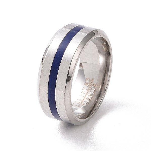 

PandaHall Royal Blue Enamel Grooved Line Finger Ring, 201 Stainless Steel Jewelry for Women, Stainless Steel Color, Inner Diameter: 17mm 201...