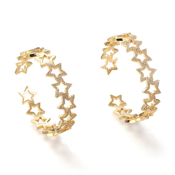 

PandaHall Brass Micro Pave Clear Cubic Zirconia Cuff Bangles, Star, Real 18K Gold Plated, Inner Diameter: 2 inch(5.2cm), 13mm Brass Clear