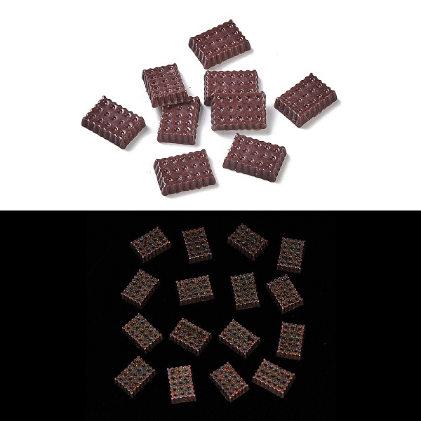 

PandaHall Luminous Resin Decoden Cabochons, Glow in the Dark, Cookie, Rectangle, 10.5x7.5x2.5mm Resin Rectangle