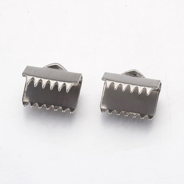 

PandaHall 304 Stainless Steel Ribbon Crimp Ends, Rectangle, Stainless Steel Color, 9x10.5mm, Hole: 1x3mm 304 Stainless Steel