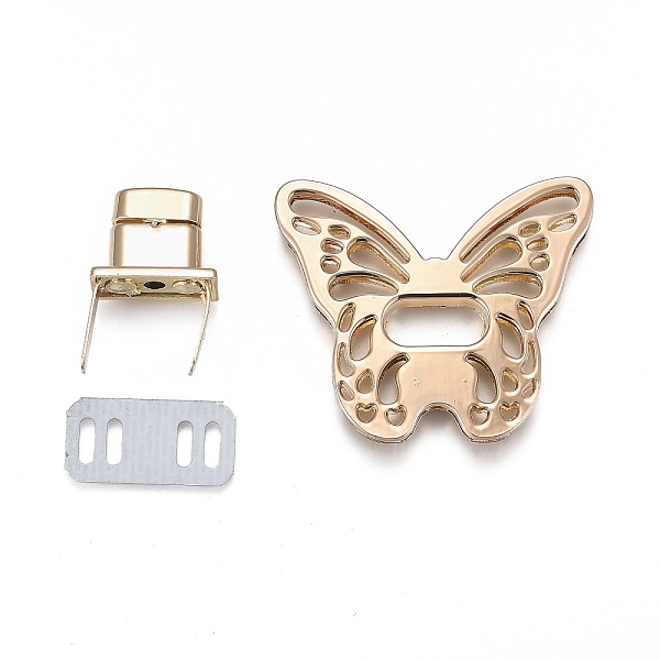 

PandaHall Alloy Bag Twist Lock Clasps, Handbags Turn Lock, Bag Replacement Accessories, Butterfly, Golden, 41x49x6mm, Hole: 15.5x6.5mm Alloy