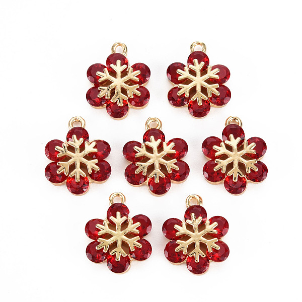 

PandaHall Rack Plating Brass Pendants, with Rhinestone, Long-Lasting Plated, Cadmium Free & Lead Free, Snowflake, Siam, 15.5x11.5x4mm, Hole..., Red